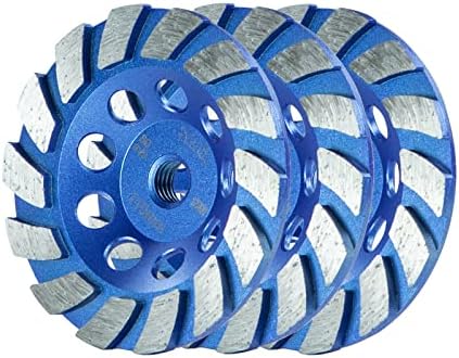 SALI 4.5 Inch 3pcs Concrete Grinding Wheels 14 Turbo Diamond Segments 5/8-11 Arbor Diamond Grinding Wheel Fit for Paint, Epoxy, Mastic, Coating Removal