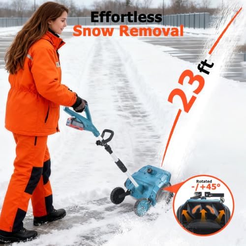 Cordless Snow Shovel with Wheels, 16 Inch Brushless Electric Snow Blower