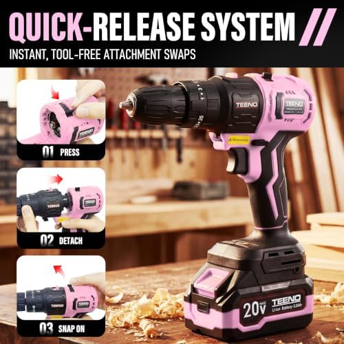 TEENO Brushless Power Tool Combo Kit, 6-in-1 Cordless Interchangeable Multi-Tool Set (Drill, Impact Wrench, Oscillating Tool, Reciprocating & Chain Saws, Sander), 3Ah Battery, USB Adapter & Hard Case
