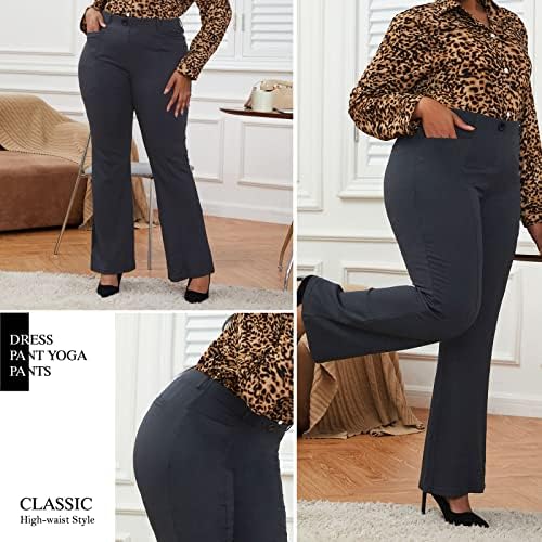 DGD Wrinkle-Free Stretch Dress Pants Plus Size for Women Pull-on Pant Ease into Comfort Office Pant
