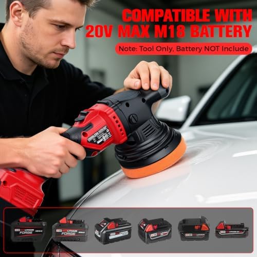 20V Cordless Buffer Polisher w/Brushless Motor, 6 Speed 5000RPM