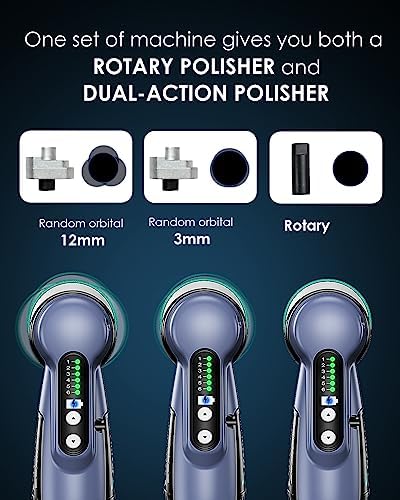Cordless Mini Polisher, 2/1.5-inch DA/RO Mode Mini Buffer for Car Detailing