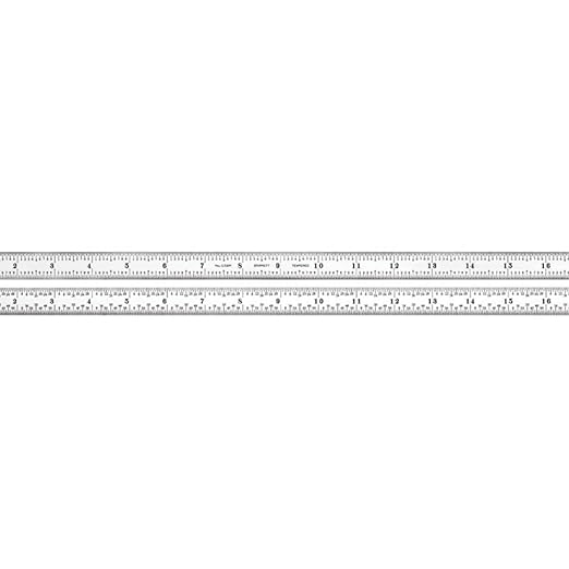 Starrett Full Flexible Steel Rule with Satin Chrome Finish, Quick Reading, Inch Graduation - 16R Graduation, 18" Length, 1/50" Thickness - C316R-18