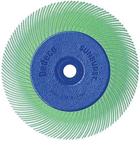 Dedeco Sunburst Radial Bristle Disc 1 Pack - 6 1/2" Curved - 1/2" Arbor - Light Green 14000 Grit (Ultra-Fine, 1 Micron) - Aluminum Oxide for Polishing & Finishing