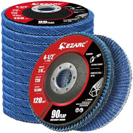 EZARC Zirconia Flap Discs 120 Grit, 4-1/2 x 7/8-Inch, Type 29, 12-Pack