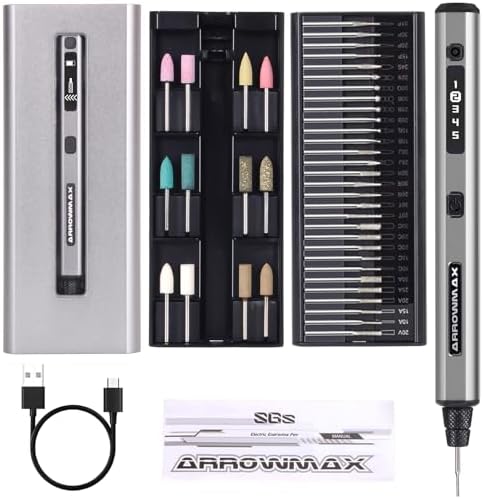 AM ARROWMAX Mini Cordless Rotary Tool Kit, 5 Speed, 30000 RPM, 42 Bits