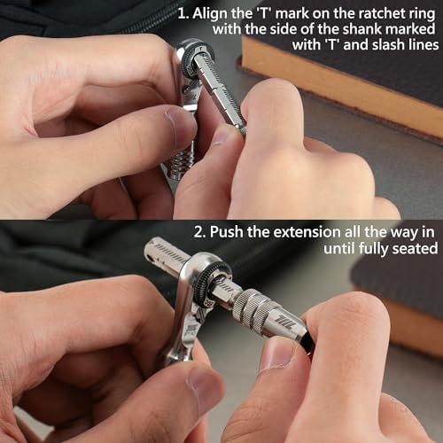 711L Mini Ratchet Wrench TG Bundle with Magnetic Bit Extensions | 1/4" Double-Ended Bits Compatible EDC Ratchet with T-Handle & L-Handle 71143+7AX1C
