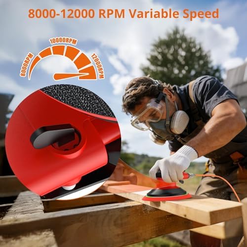 Proster 6" Air Orbital Sander Lightweight 12000 RPM Variable Speed 20pc Kit