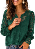 Zeagoo Long Sleeve Shirts for Women Lace Top Button Up Blouse Dressy Casual