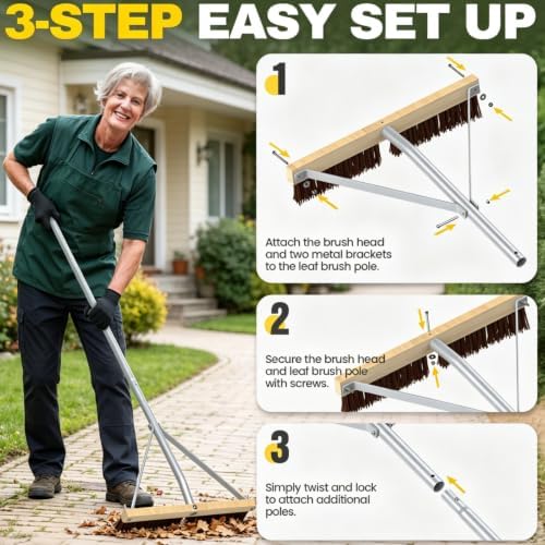 Huracan Snow Roof Rake Year-Round, Leaf Roof Brush with Gloves, 5-21ft Adjustable Leaves Snow Removal Tool, Anti-Slip Handle Cleaning Brush Extension Aluminum Poles, for Shingles Solar Panels Cars