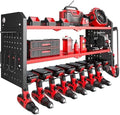 Nacial Power Tool Organizer Wall Mount, 8 Drill Holder Wall Mount with 3 Layer Cordless Drill Holder, Heavy Duty Tool Rack with 12 Hooks, Power Tool Storage for Garage Organization, Father's Day Gifts