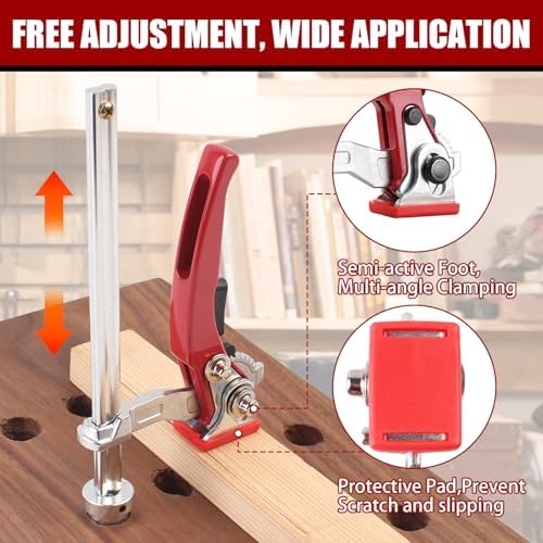 2 Pack Woodworking Quick Ratchet Bench Dog Clamps, Heavy Duty Hold Down Clamps for MFT Tables, Workbench Accessories for Wood Carving Routing Sanding