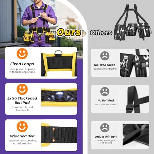 Tool Belt for Men, Freely-Combinable Magnetic Tool Belt with Suspenders