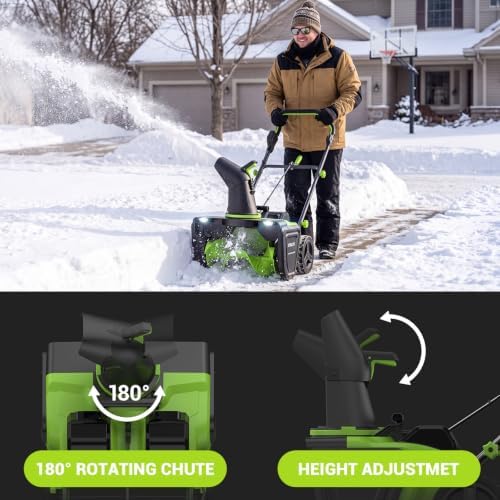 STEELITE 40V(2X20V) Cordless Snow Blower, 20-Inch Snow Thrower 850 lbs/Minute Capacity, Includes 2 x 4.0Ah Batteries & Chargers, Ideal for Walkways and Driveways, Brushless Motor