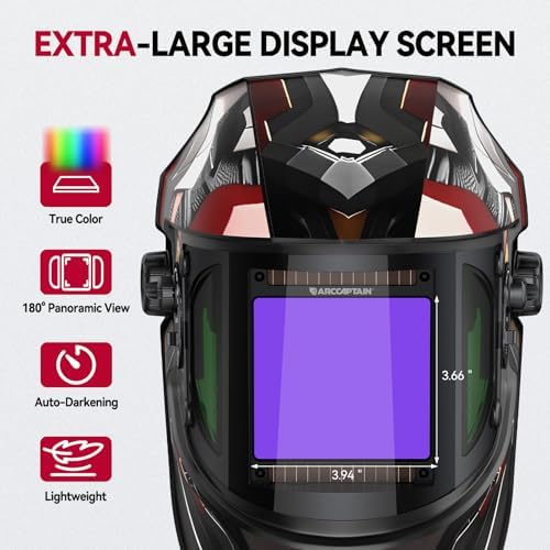 ARCCAPTAIN Welding Hood, 180° Panoramic View Auto Darkening Welding Helmet (LY800Js-AR)