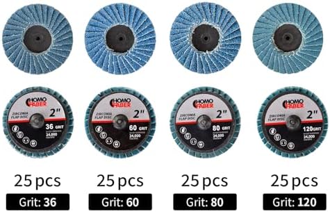 HOMO FABER 100Pcs 2 Inch Flap Discs, Die Grinder Sanding Disc Roll Lock
