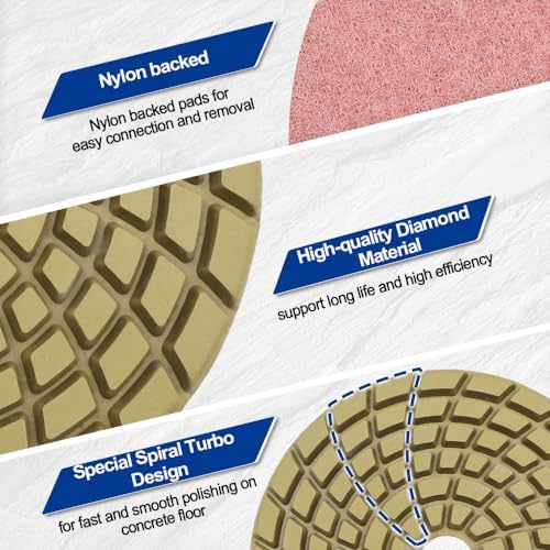 SHDIATOOL 4-Inch Diamond Polishing Pads 50 Grit 12PCS for Concrete Floor