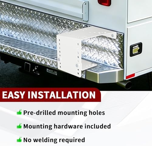 Bumper Vice Mount, Pre-Drilled Heavy Duty Truck Vise Mount for Versatile Height Adjustment, Easily Bolt to Utility Truck and Service Body Truck (White)