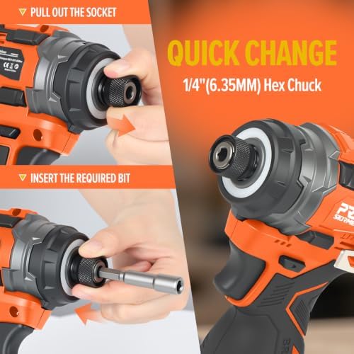 Prostormer 17V Cordless Impact Driver Set, 140Nm Brushless Screwdriver