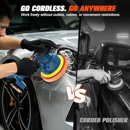 Cordless Car Buffer Polisher, 8-Speed, 2*21V 2000mAh Batteries