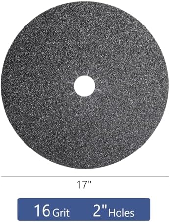 HUAALIUCHE Floor Sanding Disc Cloth-Backed Silicon Carbide，17" x 2" Holes for Concrete, Stone, 16 Grit, 3-Pack