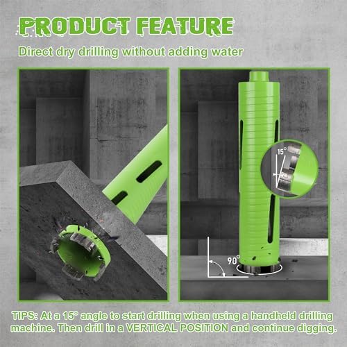 2 1/4 Inch Dry Core Drill Bit, 5/8"-11 Threaded Concrete Core Bit