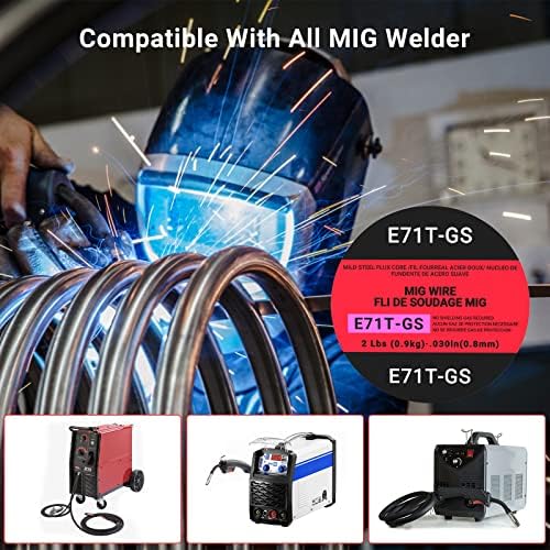 0.030 Flux core Welding Wire, 3 Spools E71T-GS Low Splatter gasless Carbon Steel Mig Welding Wire Compatible