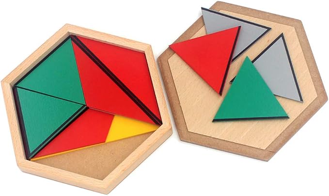 Montessori Wood Math Geometry Shape Teaching Aids Constructive Triangles Rectangular Pentagon 5 Sets Early Preschool Educational Toys