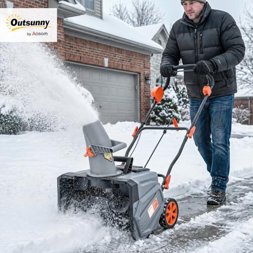 Outsunny 40V 18" Cordless Snow Blower with PU Auger, 1400W Brushless Motor