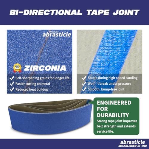 8 Pack 6 x 48 Inch Zirconia Sanding Belts, 120 Grit Heavy Duty Belt Sander Paper, Fits Belt Sander & Bench Sander for Professional Woodworking, Metal Finishing and Precision Preparation