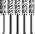 Carbide Burr Set 1/4" Shank SA-5 Die Grinder Bits Tungsten Double Cut Burr Bits (1/2" Cutter Dia X 1" Cutter Length) for Die Grinder Bits Metal Grinding Drilling Polishing (5pcs)
