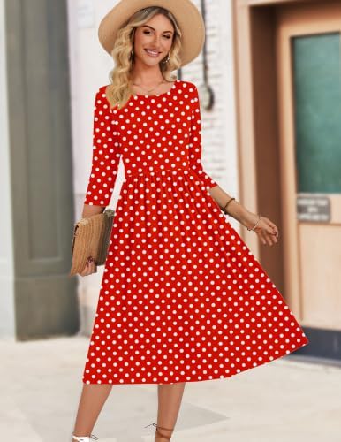 Zeagoo 3/4 Sleeve Women's Dress Casual Aline Summer Fall Midi Long Dresses