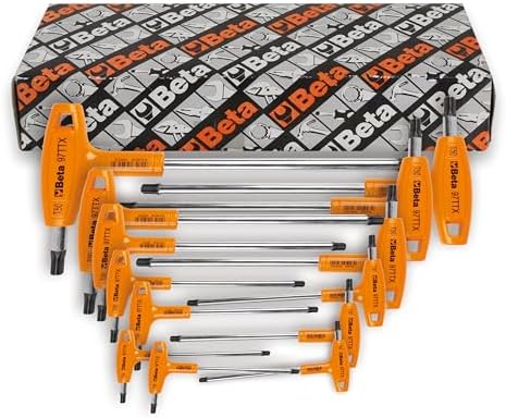 Beta 97TTX Set of 13 (T6 - T50) Torx Star T-Handle Hex Key Wrenches | Made in Italy |High Torque Ergonomic Allen Wrench with Dual Torx Tips | Lanyard Tether Ready | Industrial Strength