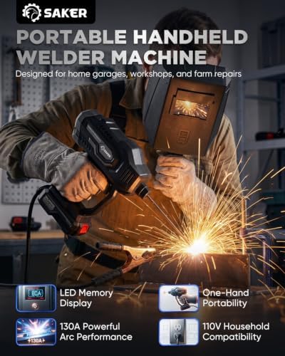 Saker 130A Handheld Stick Welder, 110V Inverter with Digital Display