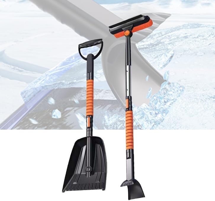 Snow Brush and Ice Scraper for Ram 3500 HD 2010–2025, with Shovel, Extendable Handle, 360° Rotating Head, Detachable Sections, 5-in-1 Car Snow Cleaning Tools