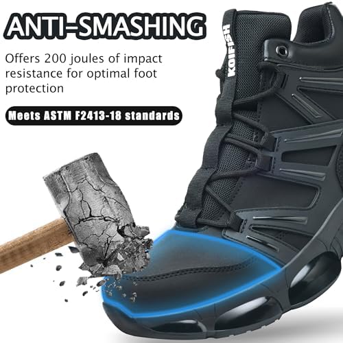 KOIFISH Steel Toe Work Boots for Men Women, Waterproof Steel Toe Boots