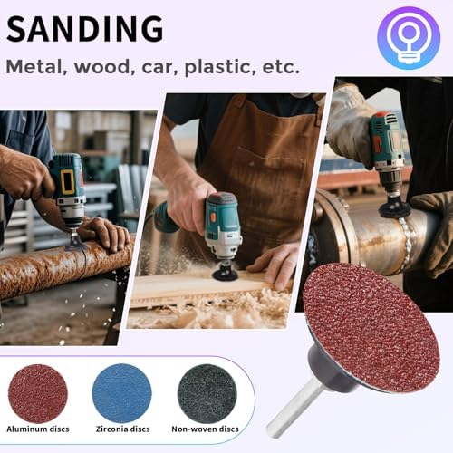 170PCS 2 Inch Die Grinder Sanding Disc Set with 1/4 Inch Shank