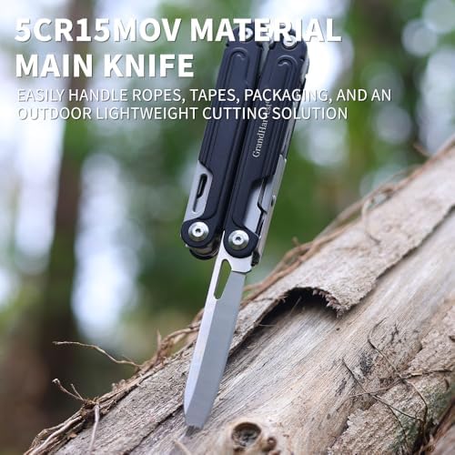 GrandHarvest 17-in-1 Stainless Steel Multi-Tool, self-locking practical multi-tool, equipped with large multi-purpose pliers, folding knife, belt clip, and nylon sheath, men's gift, EDC multi-tool