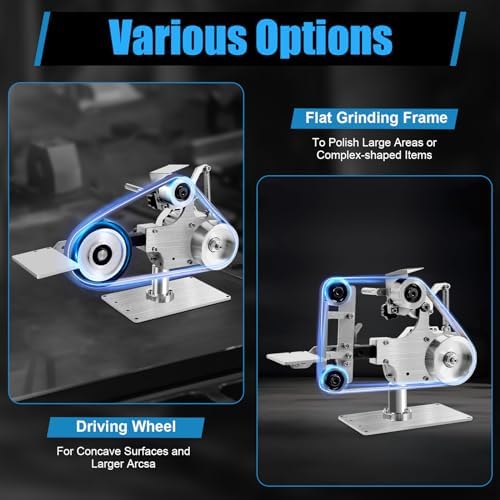 Multi-function Desktop Belt Grinder, 550W 110V 1x30" Vertical/Horizontal Belt Polishing Grinder with Motor, DC Brushless Motor Stepless Speed Regulation Belt Sander Polisher Sharpener Grinder