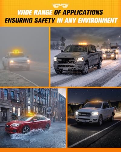 LUMENIX 56 LED Amber White Rooftop Beacon Strobe Light Bar for Trucks