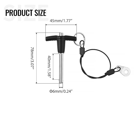 T Handle Quick Release Pin 0.24 Inch Diameter,304 Stainless Steel Ball Locking Pin with Push Button Lanyard Usable Length 1.57"(6mm x 40mm)