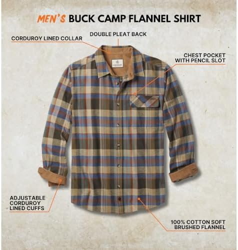 Legendary Whitetails Mens Flannel Long Sleeve Button Down 100% Cotton Shirt