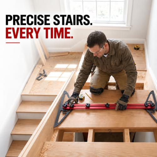 Stair Tread Template Tool, Dual-Nut Locking Aluminum Stair Measuring Jig
