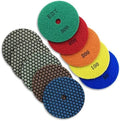 7" Dry Stone & Concrete Polishing Pads Set, Honeycomb Resin, 50-800 Grit