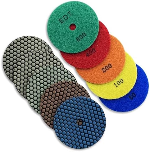 7" Dry Stone & Concrete Polishing Pads Set, Honeycomb Resin, 50-800 Grit