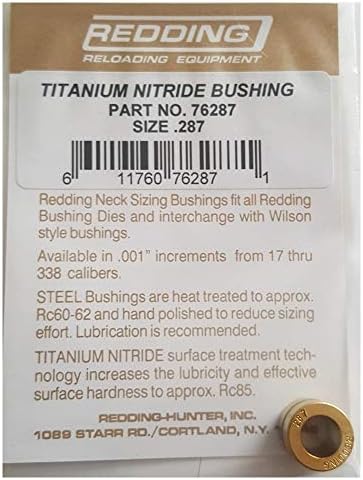 Redding Reloading Titanium Nitride 1/2'' O.D. x 3/8'' Long Neck Sizing Bushing | Precision Steel Reloading Bushing with Increased Surface Hardness & Reduced Sizing Friction