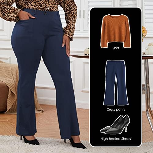 DGD Wrinkle-Free Stretch Dress Pants Plus Size for Women Pull-on Pant Ease into Comfort Office Pant