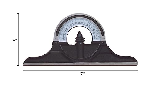 Starrett Protractor Head for Combination Squares, Combination Sets and Bevel Protractors - Reversible Head, Black Wrinkle Finish-Chrome on Turret - CPR-1224W