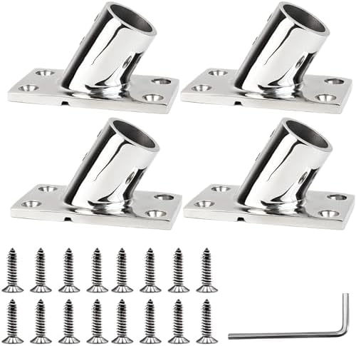 YANYUCB Boat Hand Rail Fitting,316 Stainless Steel Rectangular 60/90 Degree Boat Hand Rail Base(1 inch,1-1/4inch,7/8 inch,1-3/16 inch) with L Shape Hex Key and Screws