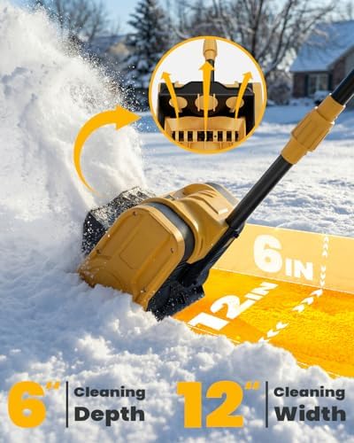 Cordless Snow Shovel Kit with 2 Batteries (4.0Ah) – Lightweight Electric Snow Blower for Seniors with Adjustable Directional Throw – 21V Battery Powered Snow Shovel for Patios, Decks & Steps